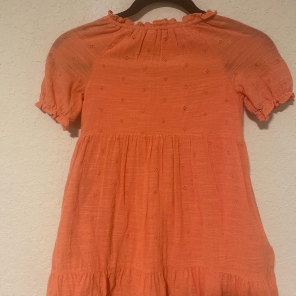 Vibrant Cat & Jack Vibrant Ruffle Orange Girls Dress, 100% Cotton Lining - Picture 8 of 9